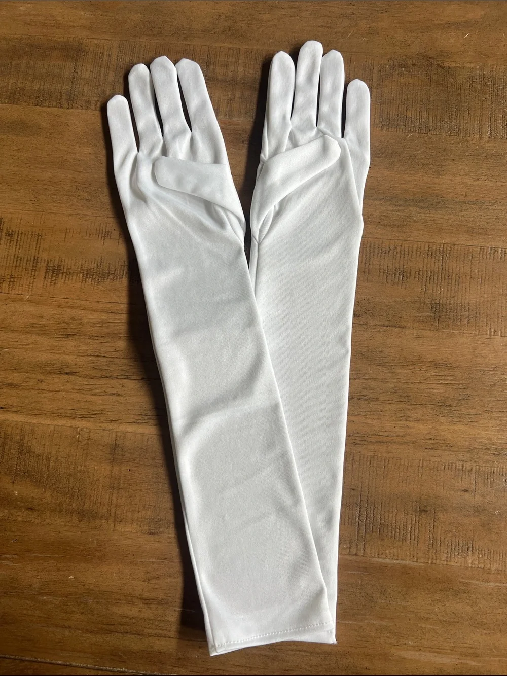 White Elbow Length Stretch Evening Gloves